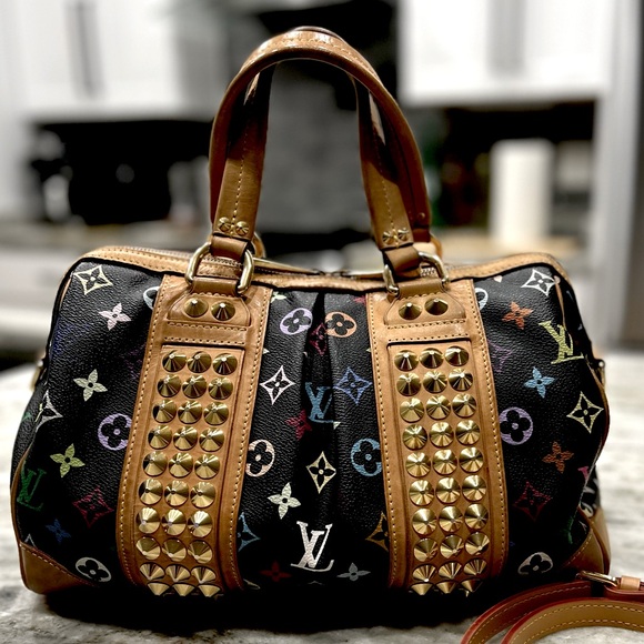 Louis Vuitton Authentic Courtney Black Murakami Studded Bag - Picture 3 of 16